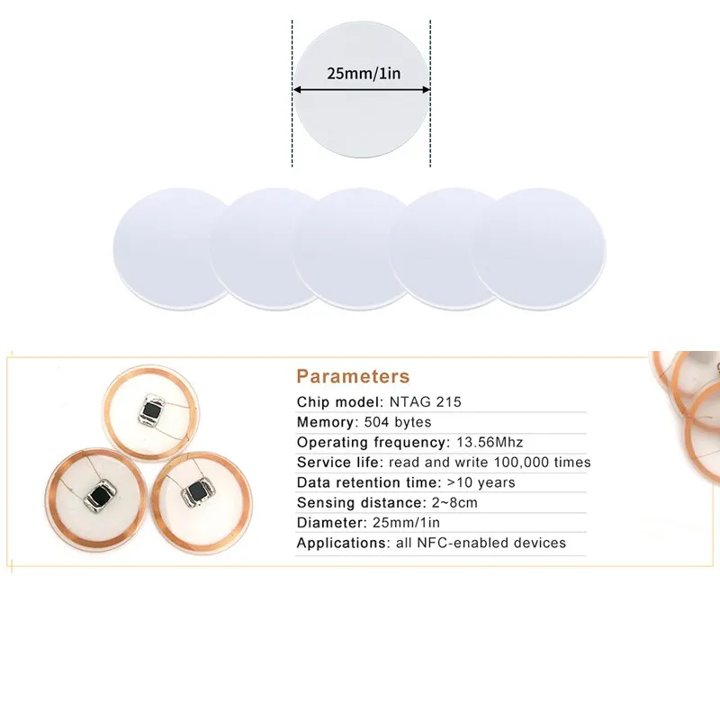 20 pz 13.56 MHz Ntag215 Monete - Nfc Tag Programmable recensione e prezzo